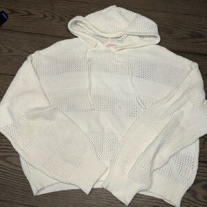 PINK LILY KNITTED CROP HOODIE SMALL CREAM